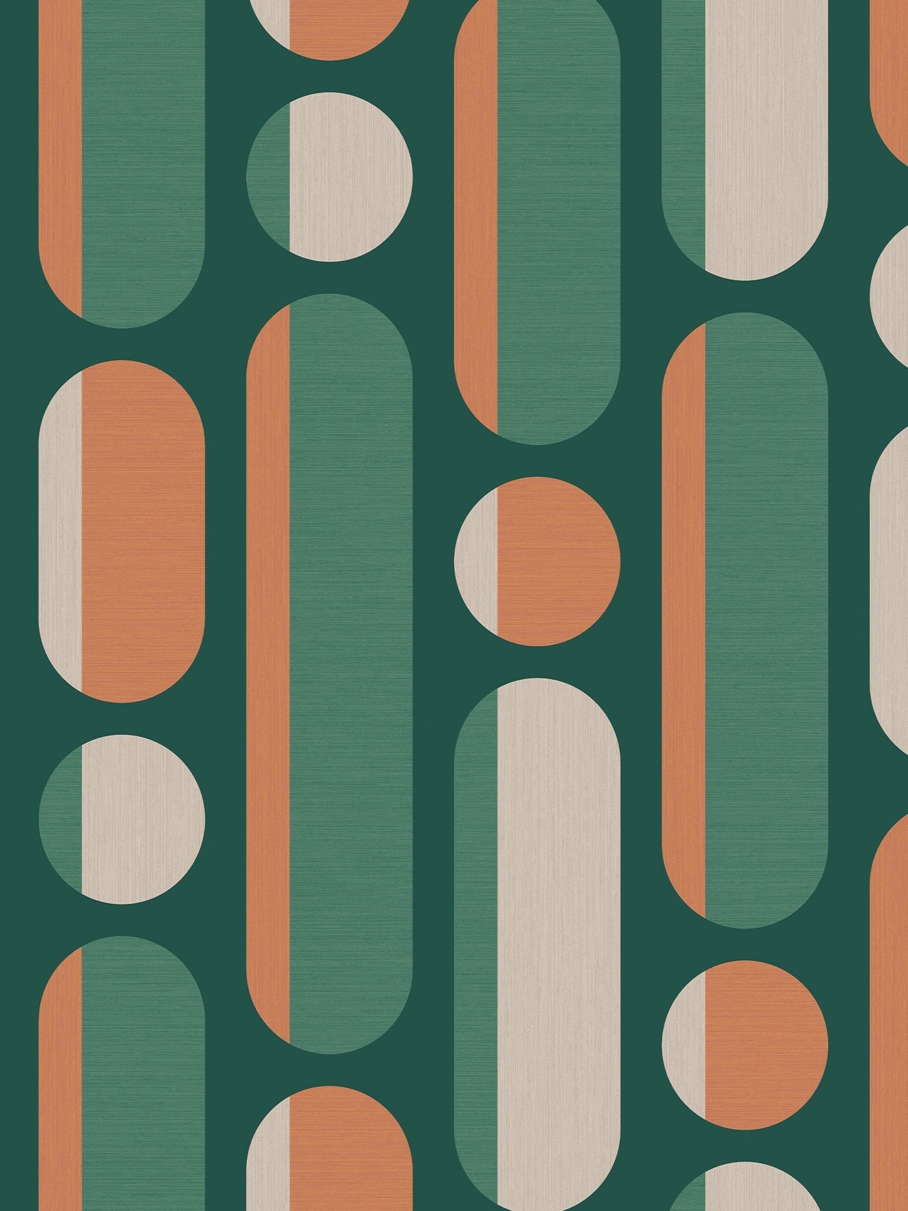 Graham & Brown Morse wallpaper sample bottle green burnt orange, UK version