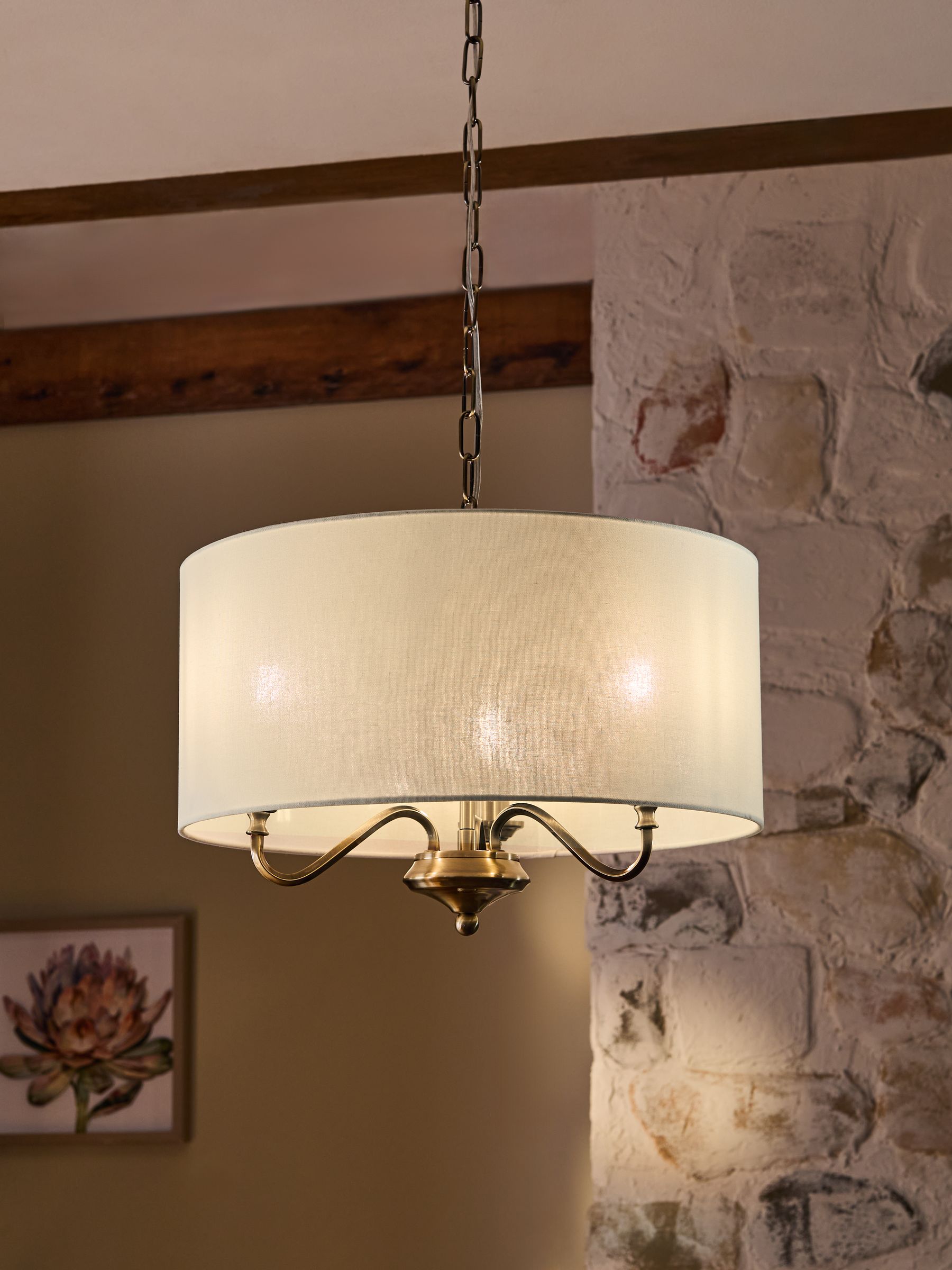 Next Burford Brushed Nickel 3 Light Chandelier Ceiling Light