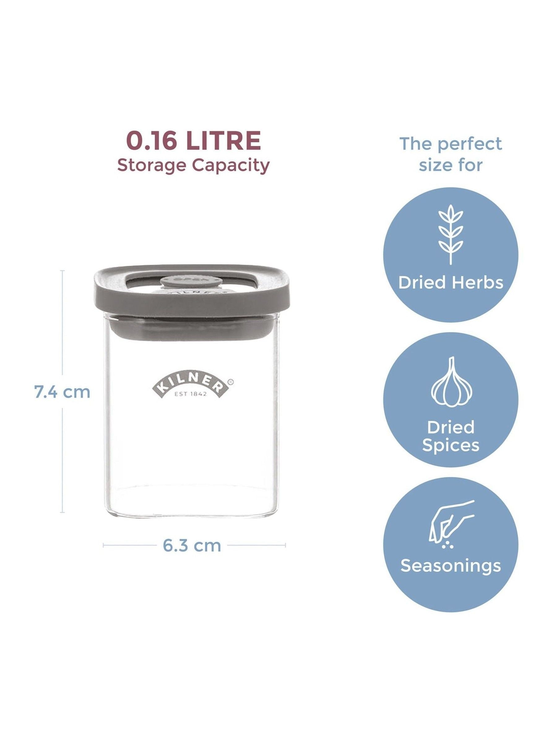 Set of 6 Kilner clear fresh storage spice jars 160ml, UK version