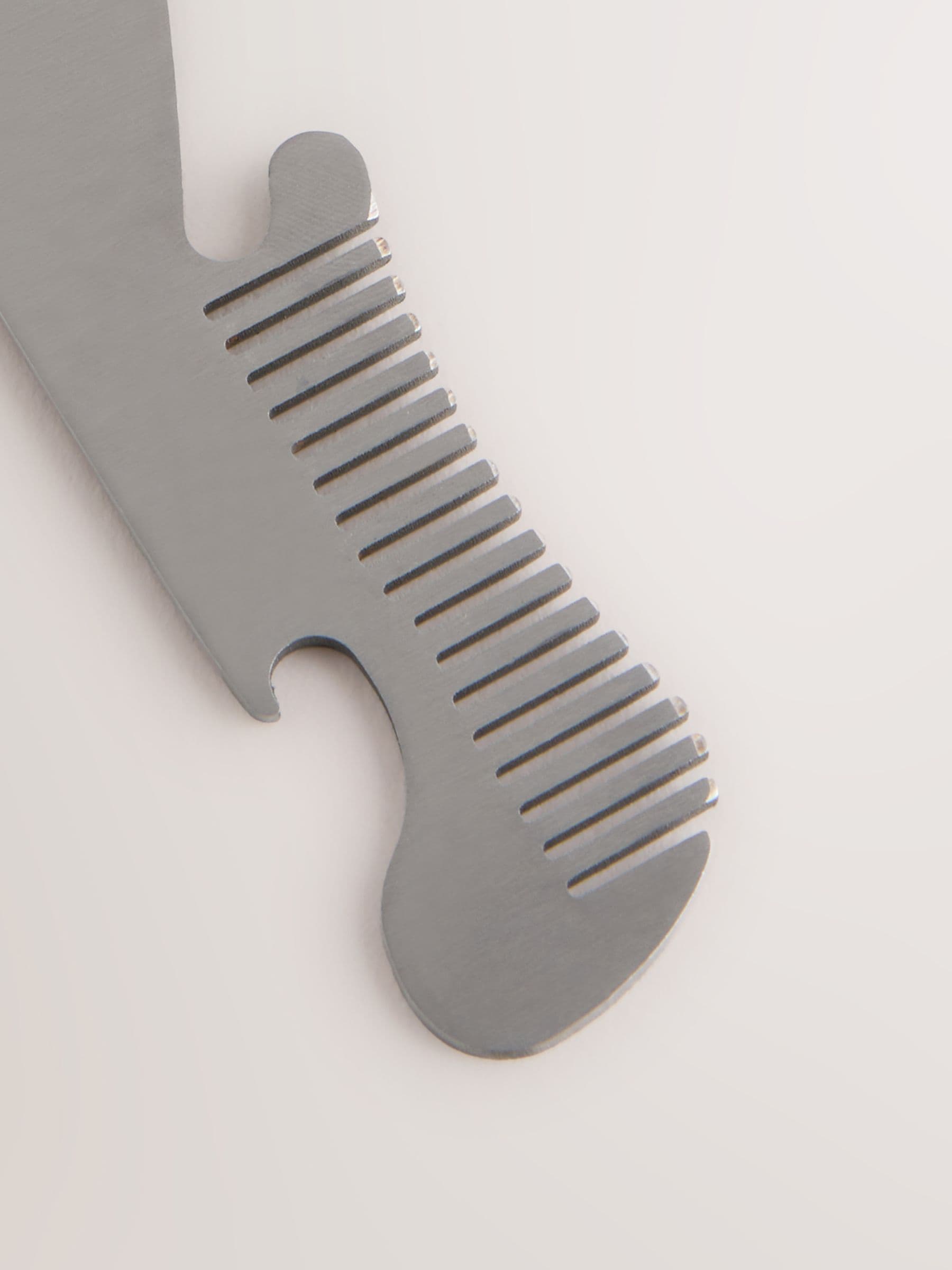 Silver beard comb bottle opener keyring, UK version