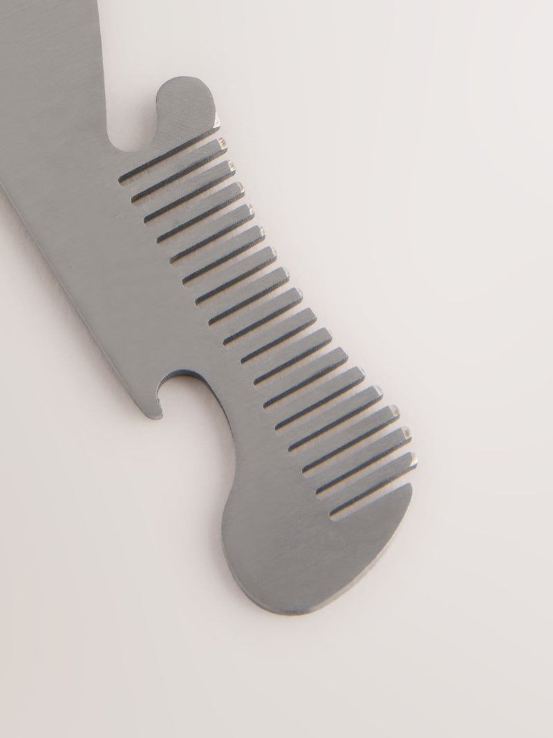 Silver beard comb bottle opener keyring, UK version