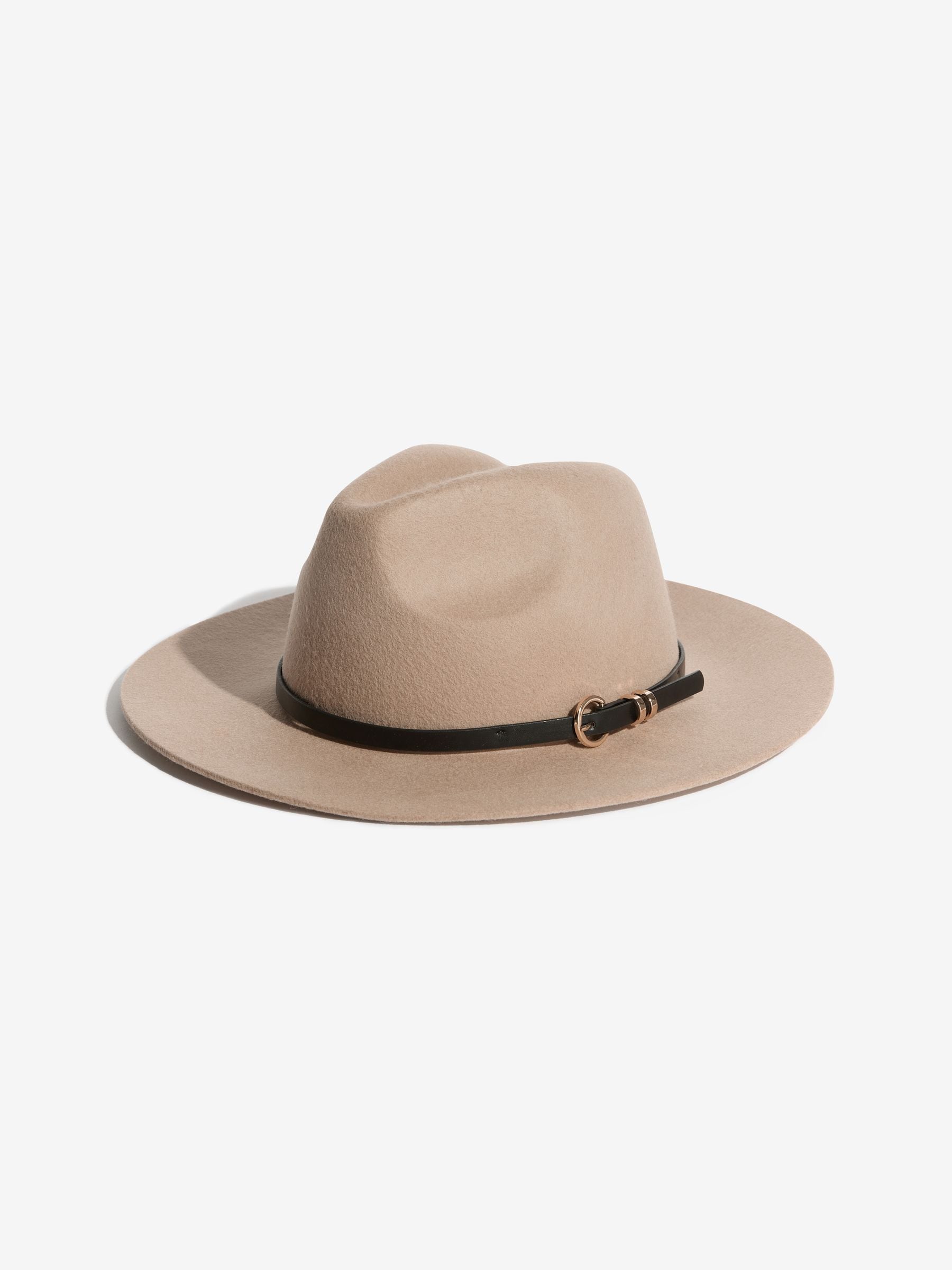 Lipsy neutral wool fedora hat with belt trim (British brand)