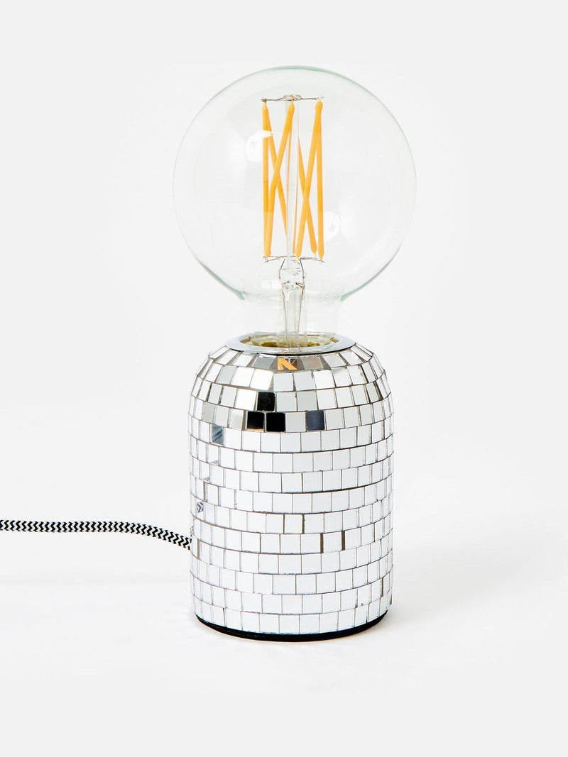 Oliver Bonas silver disco Vico desk lamp base 11cm (British brand)