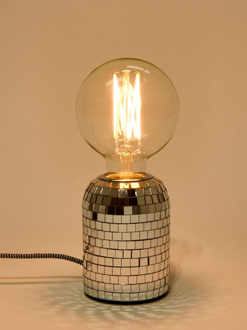 Oliver Bonas silver disco Vico desk lamp base 11cm (British brand)