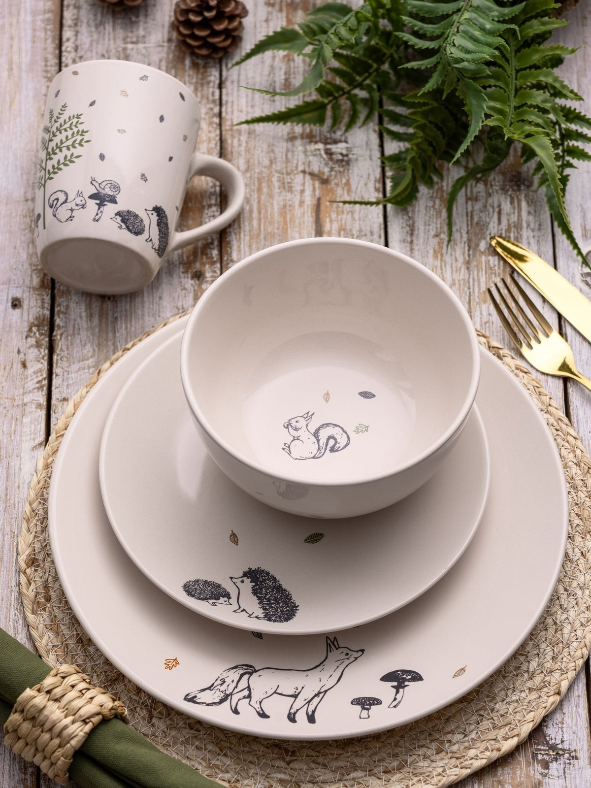 Price & Kensington Cream Woodland 16 piece dinner set, imported from the UK