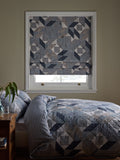 Blue patchwork Roman blind with blackout and thermal lining (British brand)