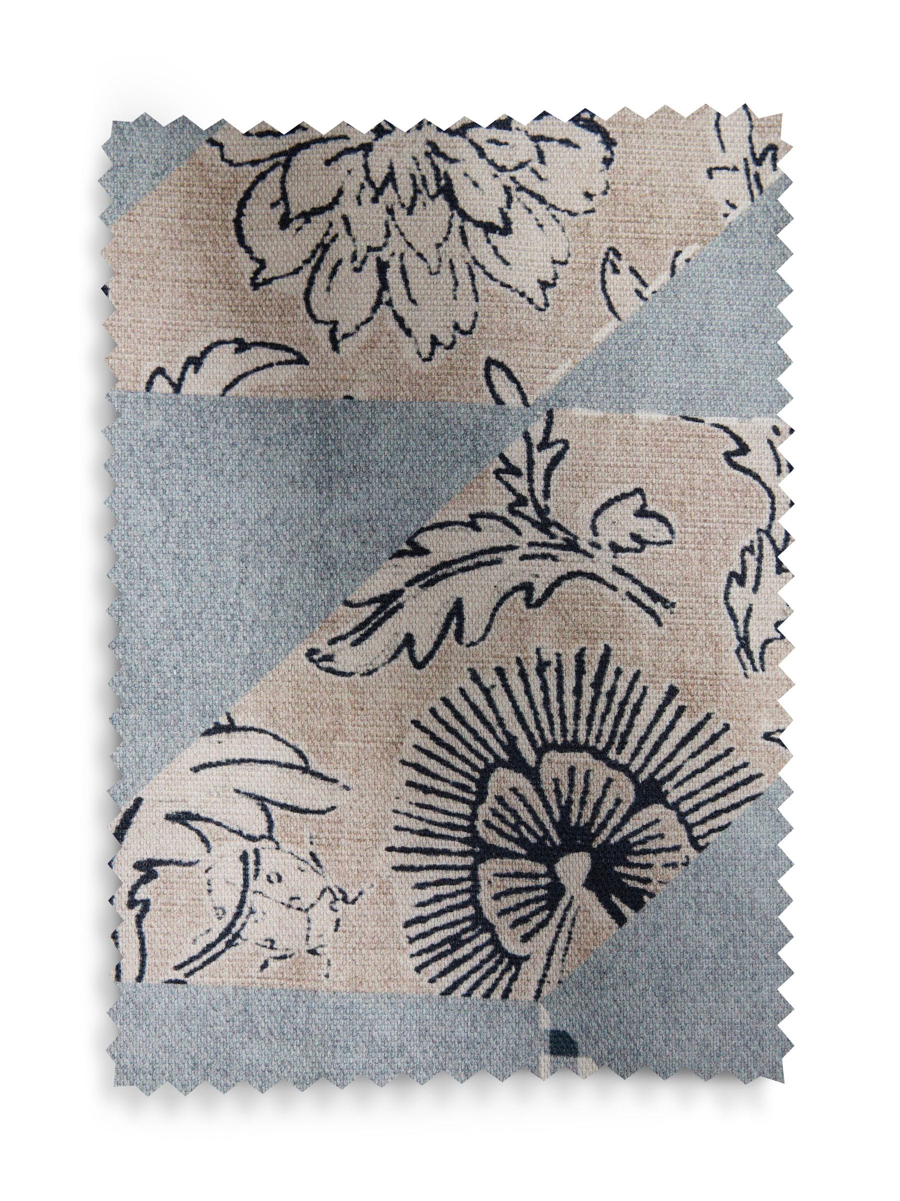Blue patchwork Roman blind with blackout and thermal lining (British brand)