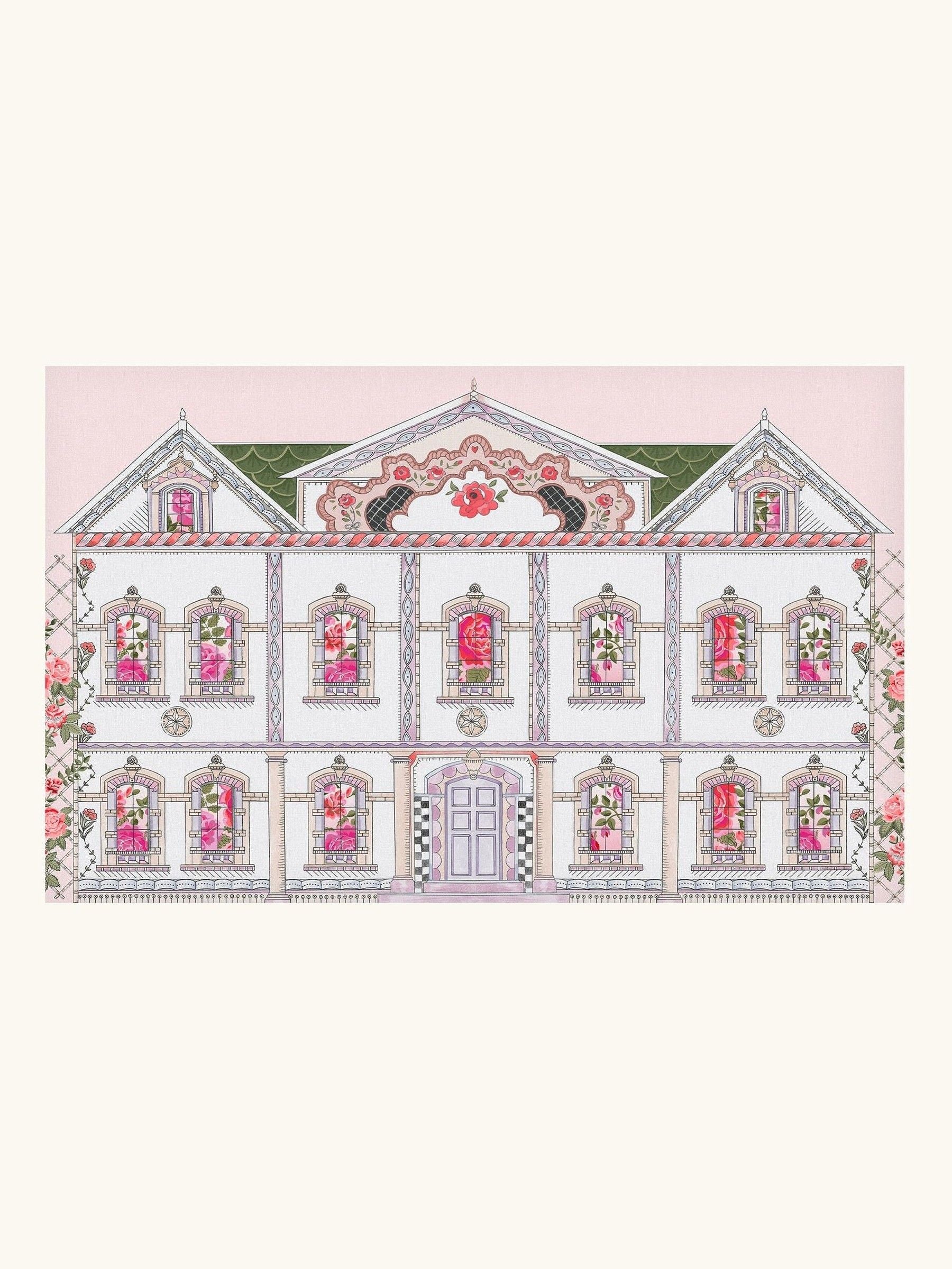 Cath Kidston doll house pink wallpaper sample A4, UK version