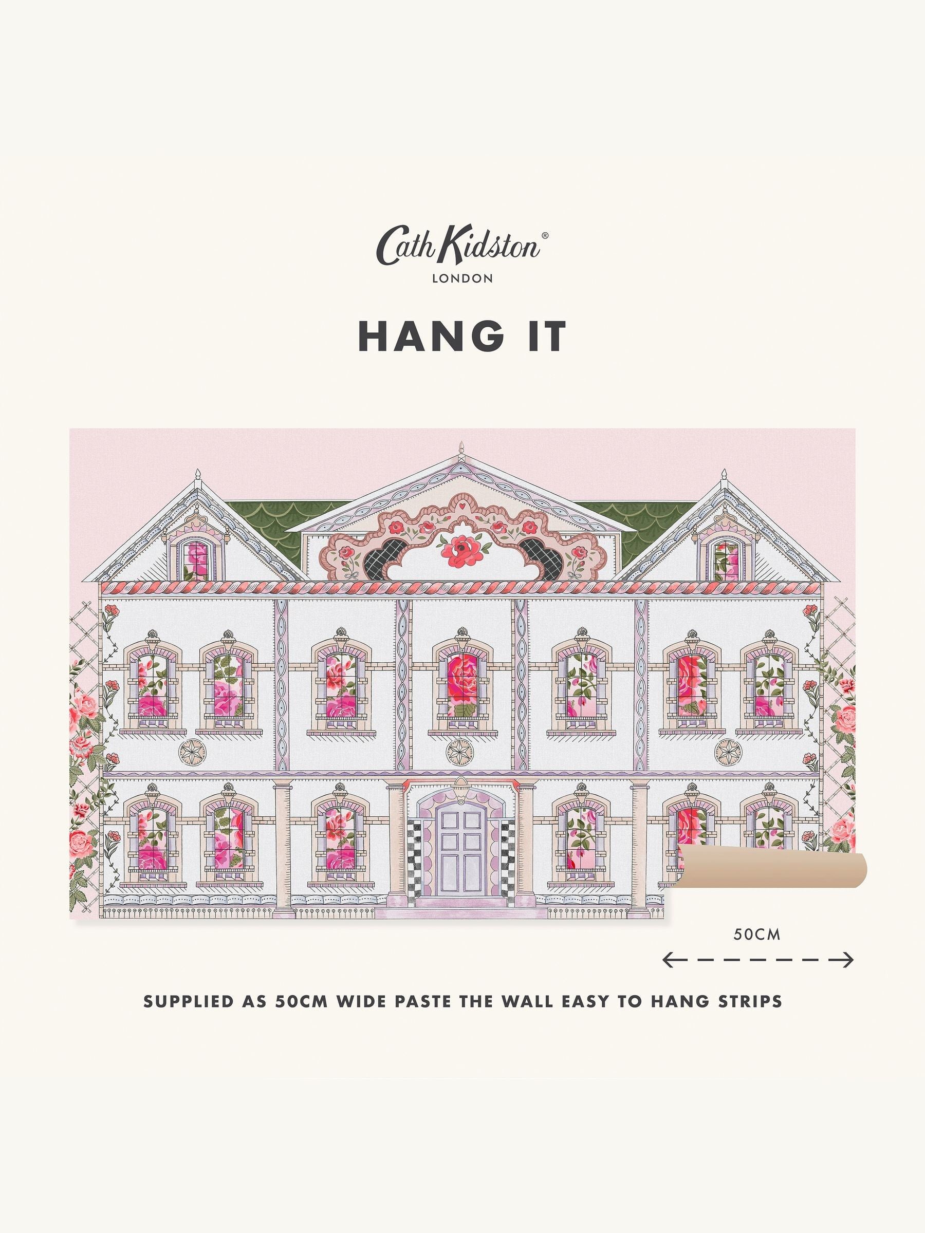 Cath Kidston doll house pink wallpaper sample A4, UK version