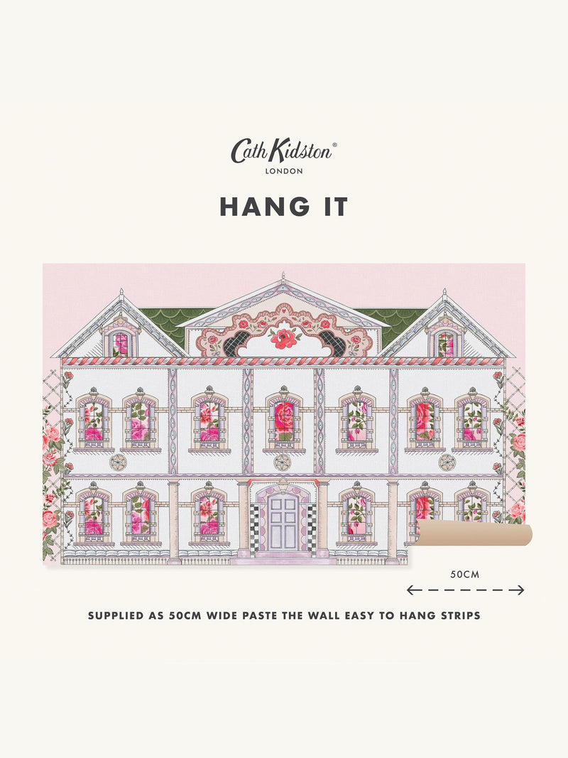 Cath Kidston doll house pink wallpaper sample A4, UK version