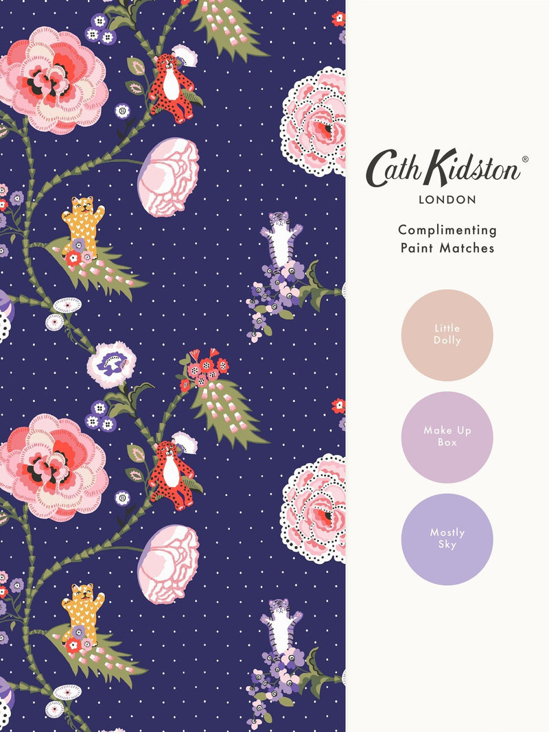 Cath Kidston Catnip Navy wallpaper sample A4 (British brand)