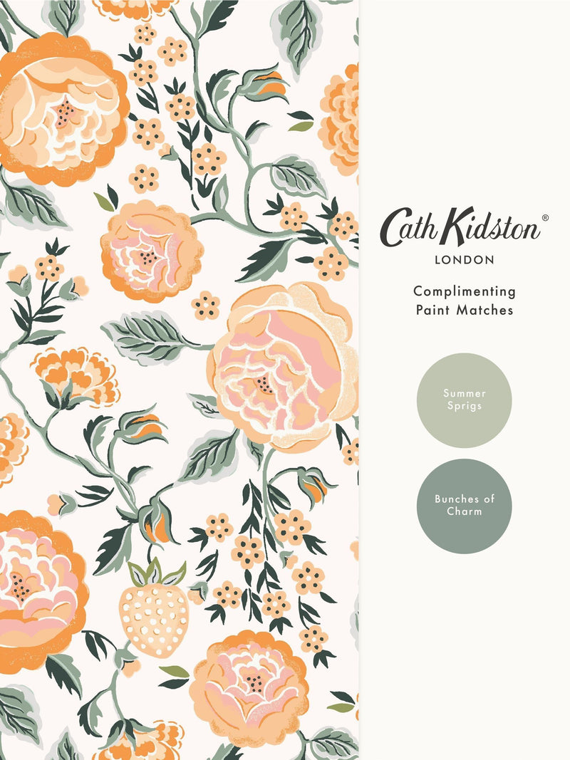 Cath Kidston Yellow Strawberry Garden A4 wallpaper sample (British brand)
