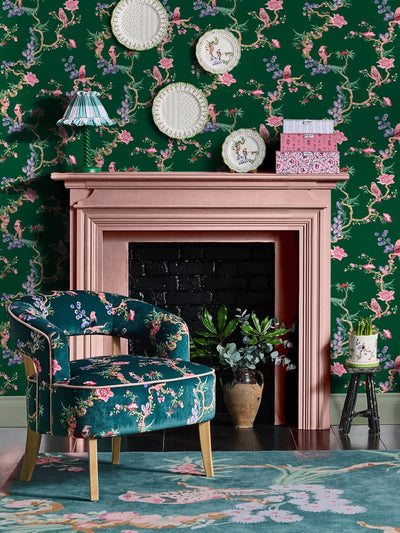 Next Cath Kidston Green Birds & Berries Wallpaper Sample A4- Buy online at McGrocer