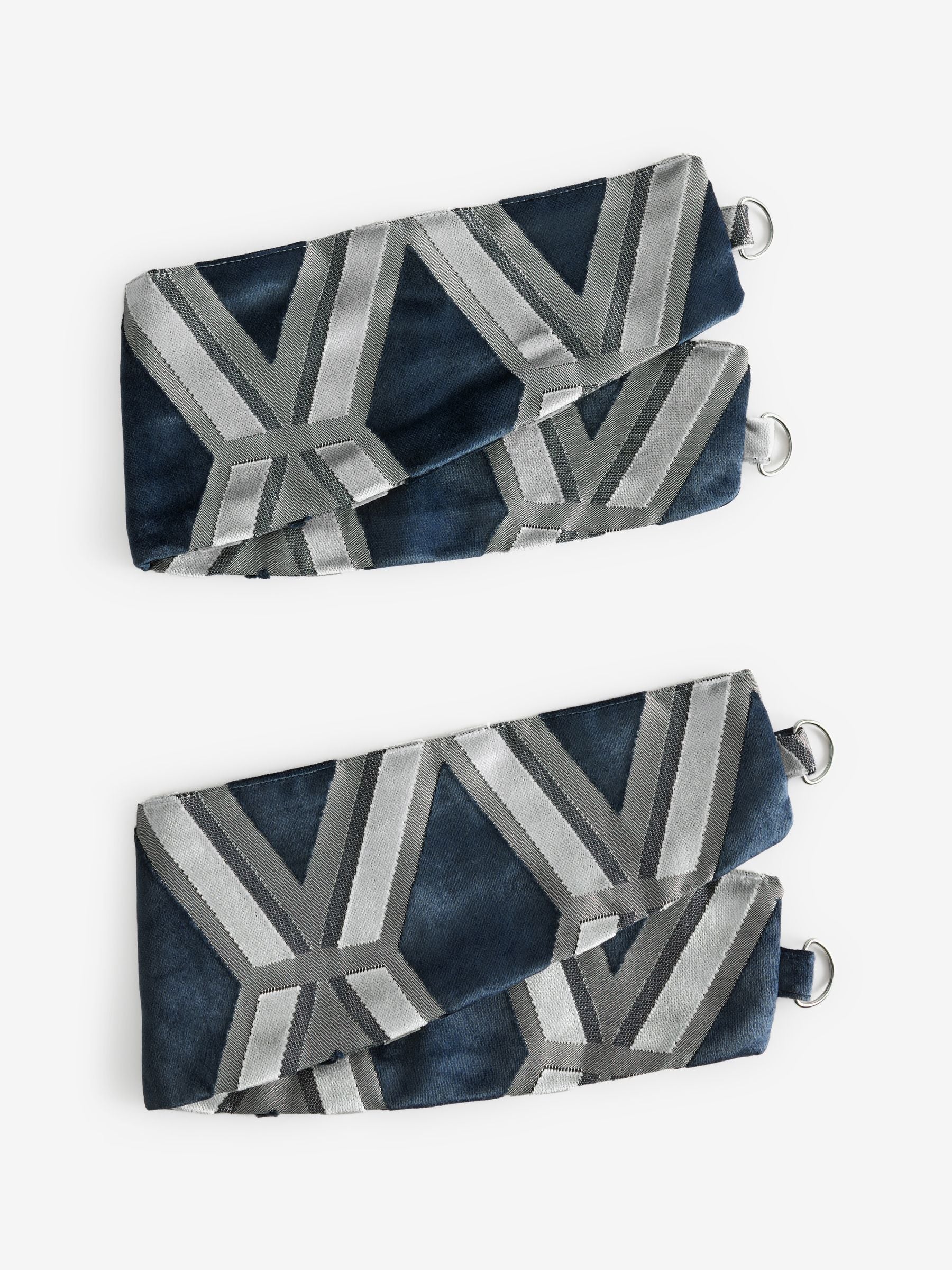 Collection Luxe Navy Blue cut velvet tiebacks 71cm (British brand)