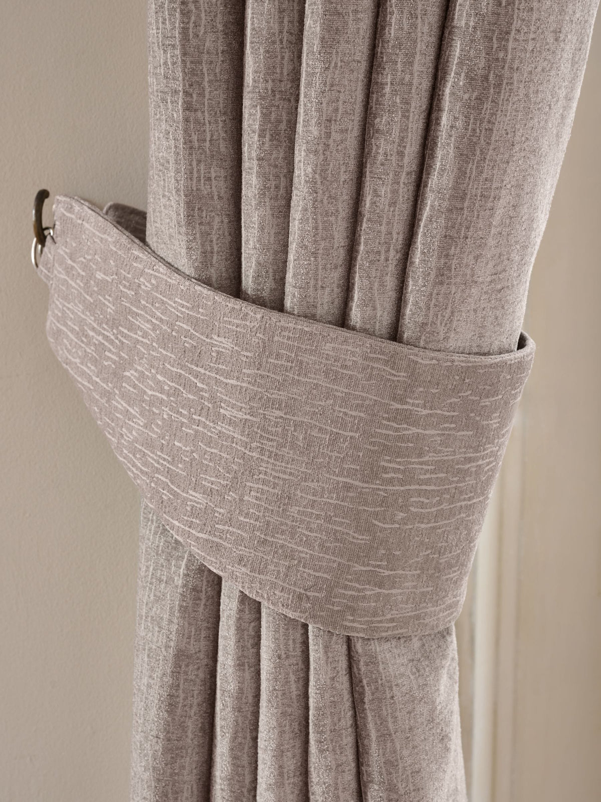 Chenille curtain tiebacks natural heavyweight set of 2 - British product