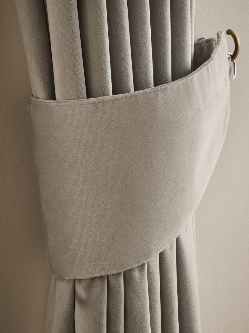 Set of 2 Natural Mink Matte Velvet Curtain Tie Backs