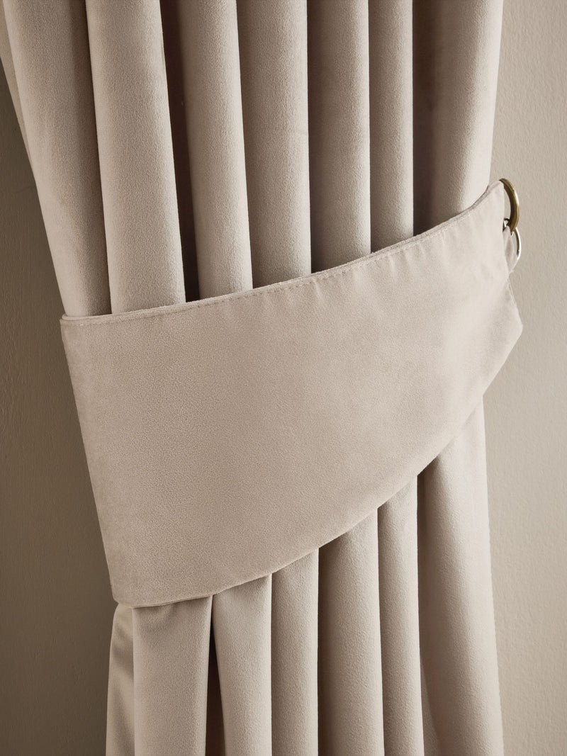 Natural oatmeal matte velvet curtain tie backs - British product
