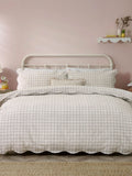 Furn Natural Scalloped Edge Gingham Duvet Cover Set - British product