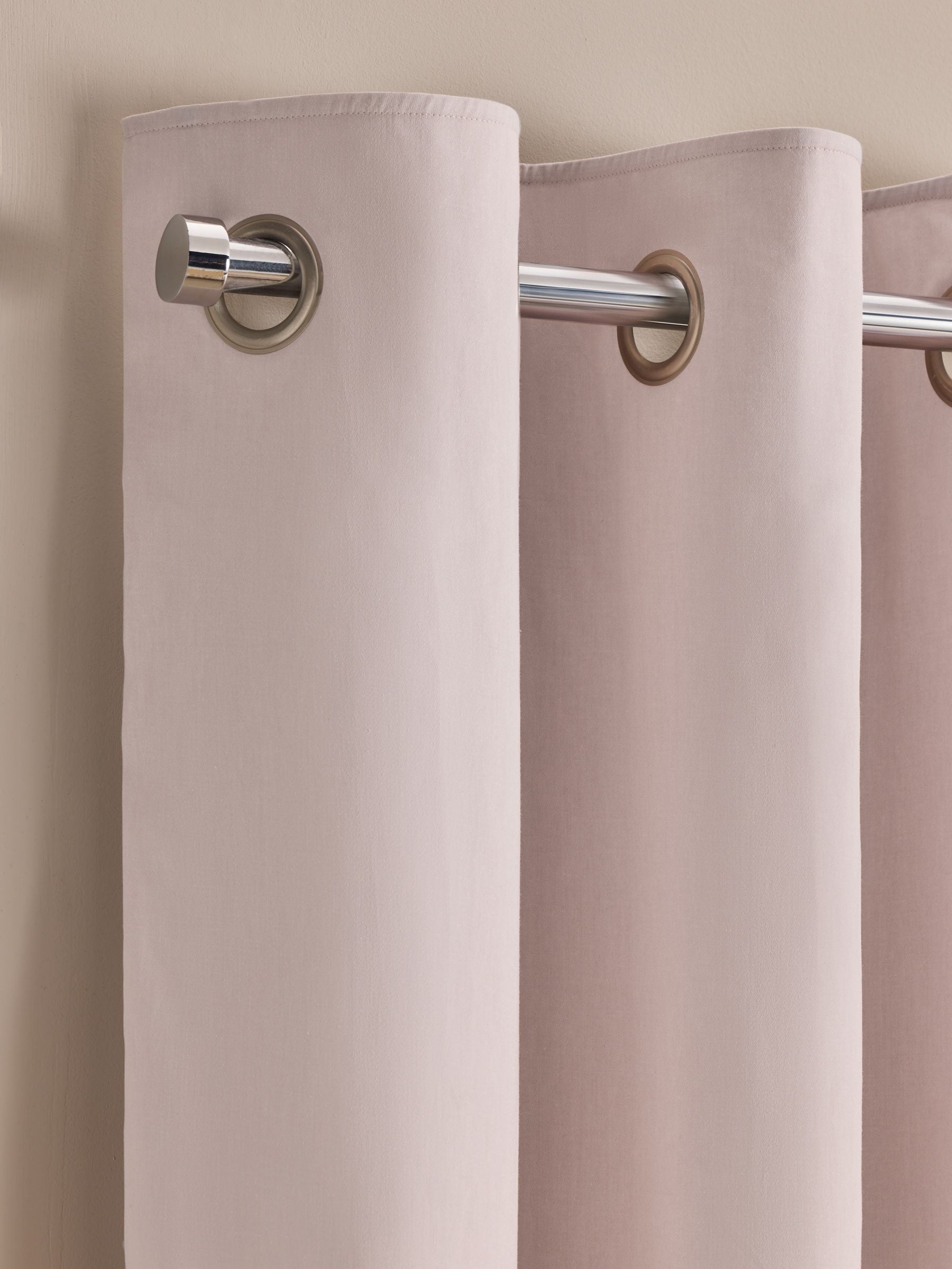 Blush pink cotton sateen blackout thermal curtains - British product