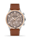 Police Kismet multifunction dial brown leather strap watch 47mm, imported from the UK