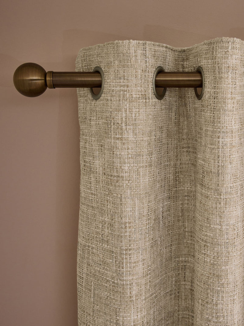 Natural Textured Chenille Lined Eyelet Curtains