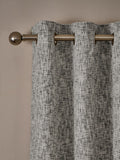 Grey Textured Chenille Lined Eyelet Curtains