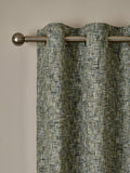 Green Textured Chenille Lined Eyelet Curtains