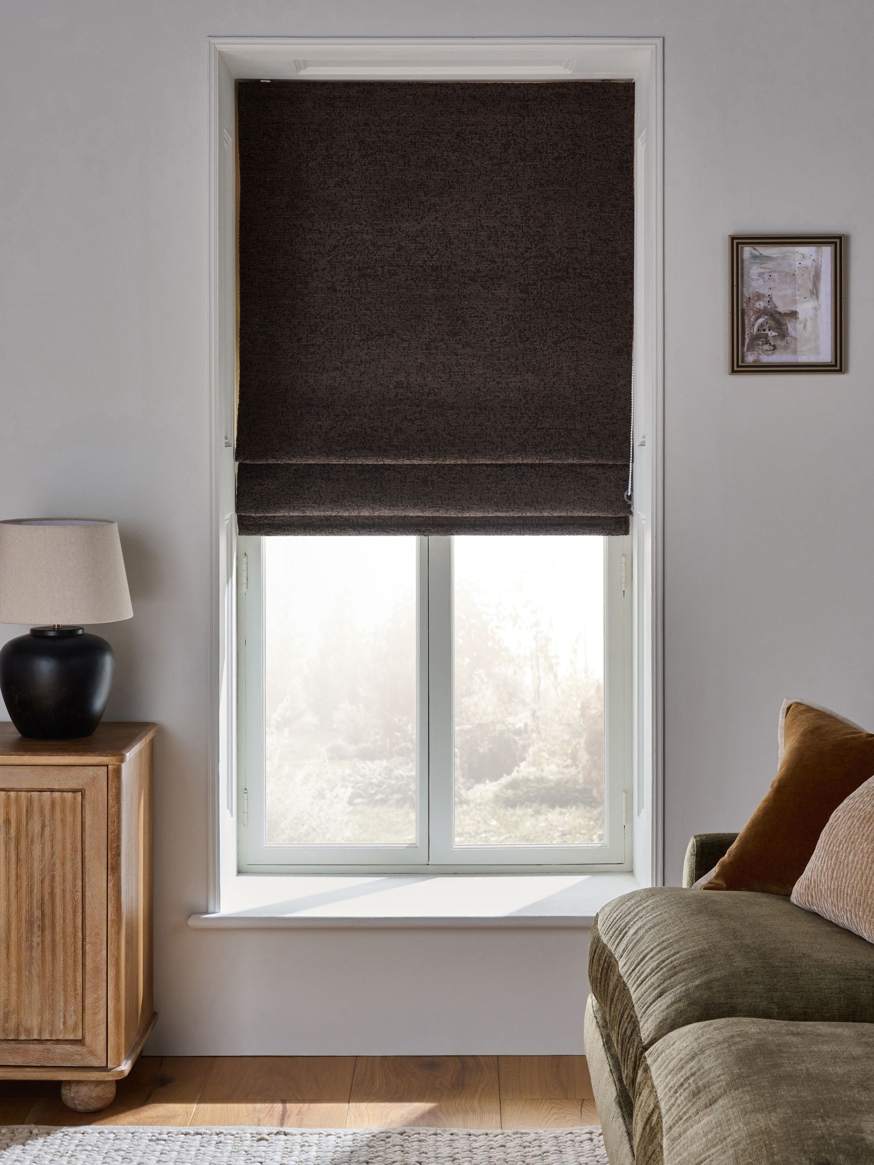 Chocolate Brown Ready Made Blackout Thermal Bouclé Roman Blind