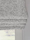 Light grey bouclé roman blind with blackout thermal lining (British brand)