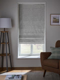 Light grey bouclé roman blind with blackout thermal lining (British brand)