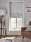 Light grey bouclé roman blind with blackout thermal lining (British brand)