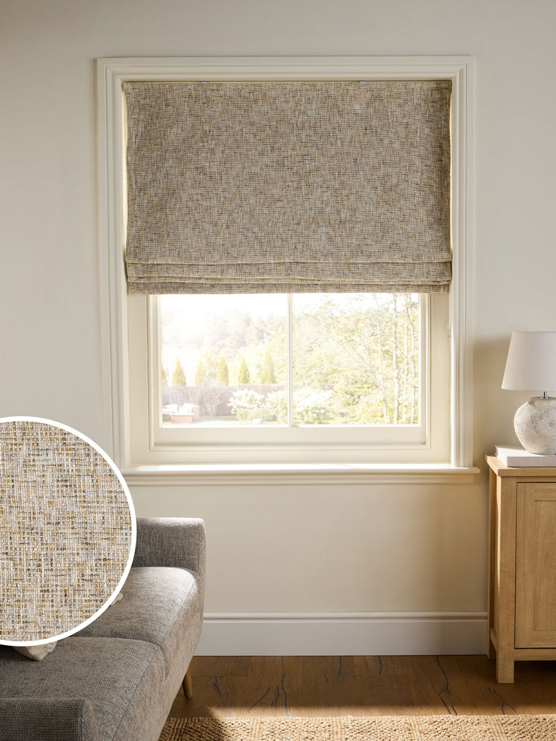 Ochre/Natural Ready Made Blackout/Thermal Textured Chenille Roman Blind
