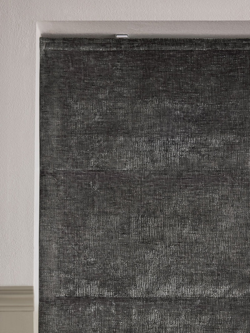 Charcoal grey chenille roman blind with blackout lining - British product