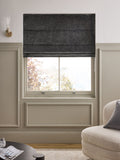 Charcoal grey chenille roman blind with blackout lining - British product