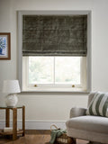 Green Ready Made Blackout/Thermal Plush Chenille Roman Blind