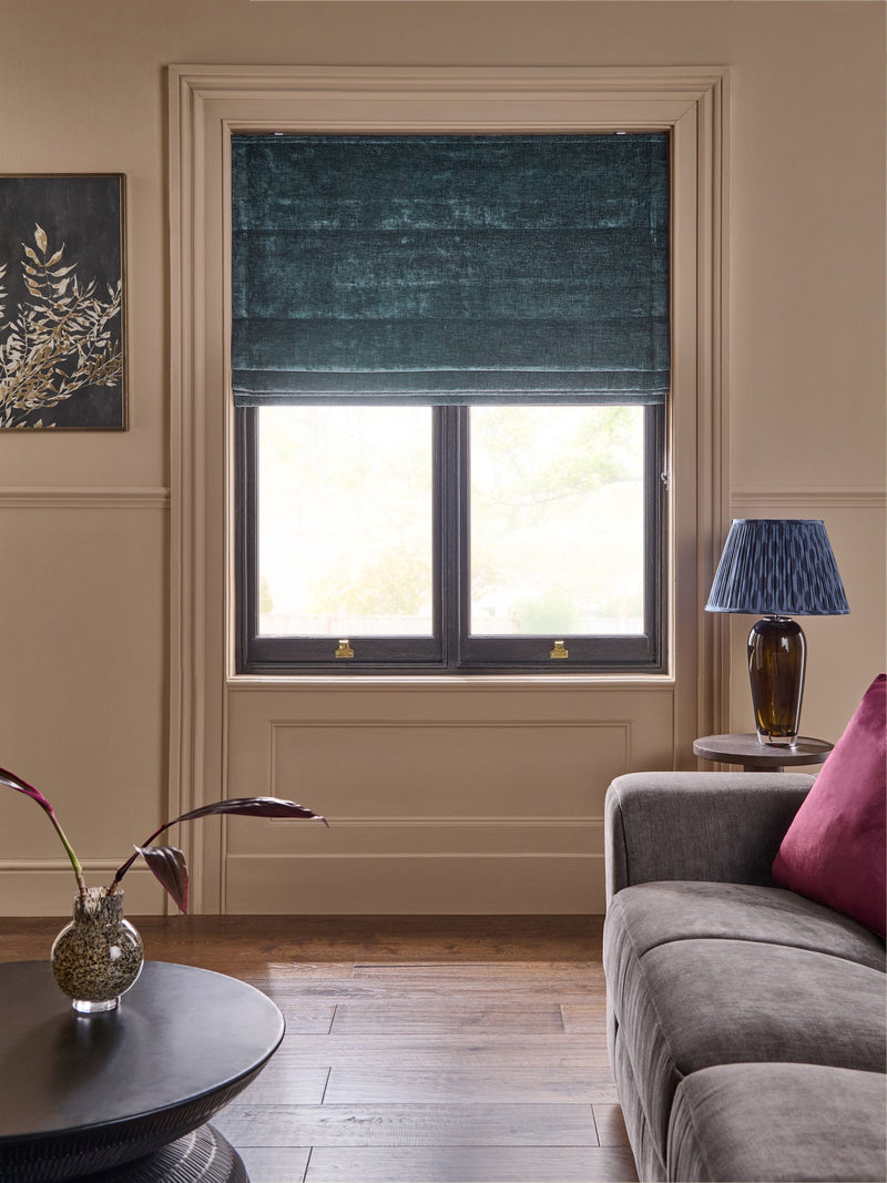 Navy Blue Ready Made Blackout/Thermal Plush Chenille Roman Blind