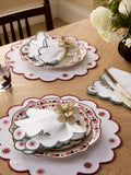 Nina Campbell green floral embroidered napkins set 38cm, UK version