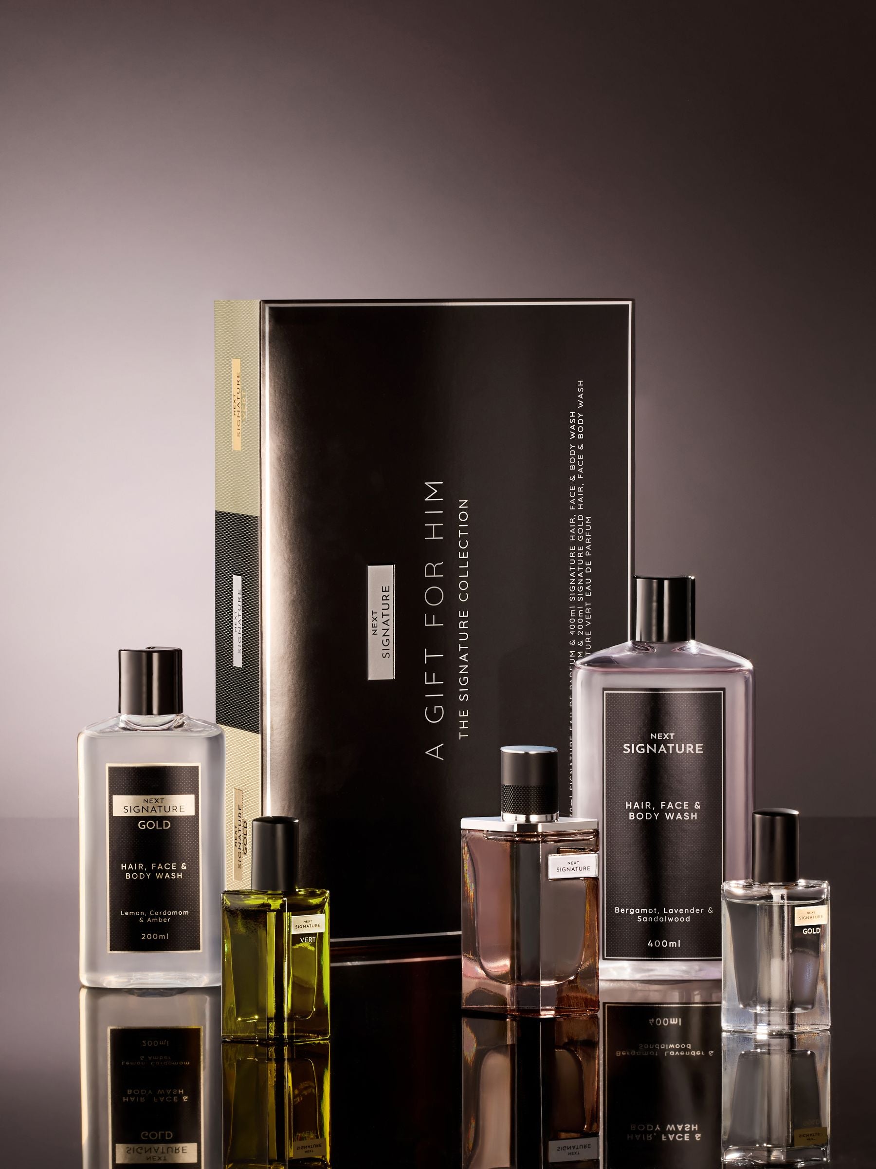Signature men's grooming gift box with three fragrances, imported from the UK