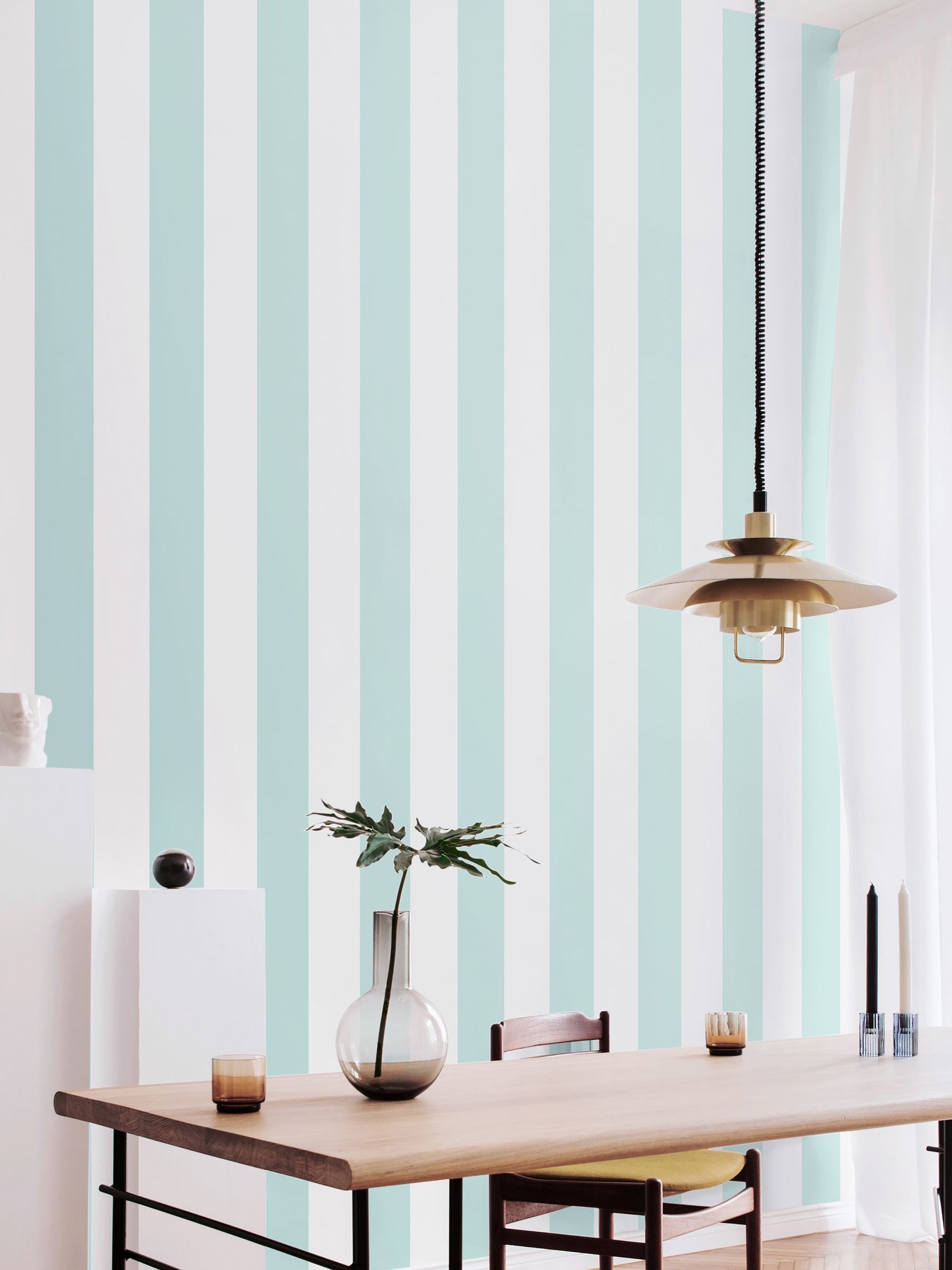Ohpopsi wallpaper Duck Egg Bloc Stripe 10m, imported from the UK