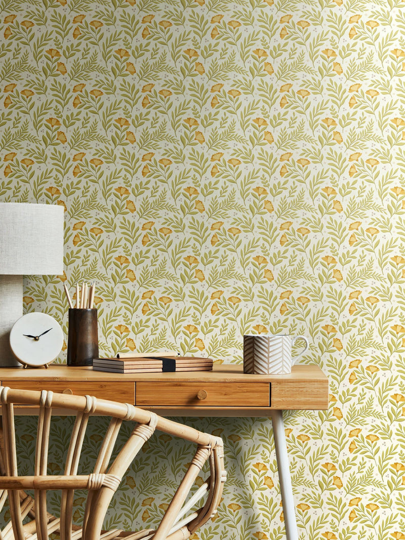 Hoopla Walls Citrus Sun Petite Posy wallpaper 10m roll - British product