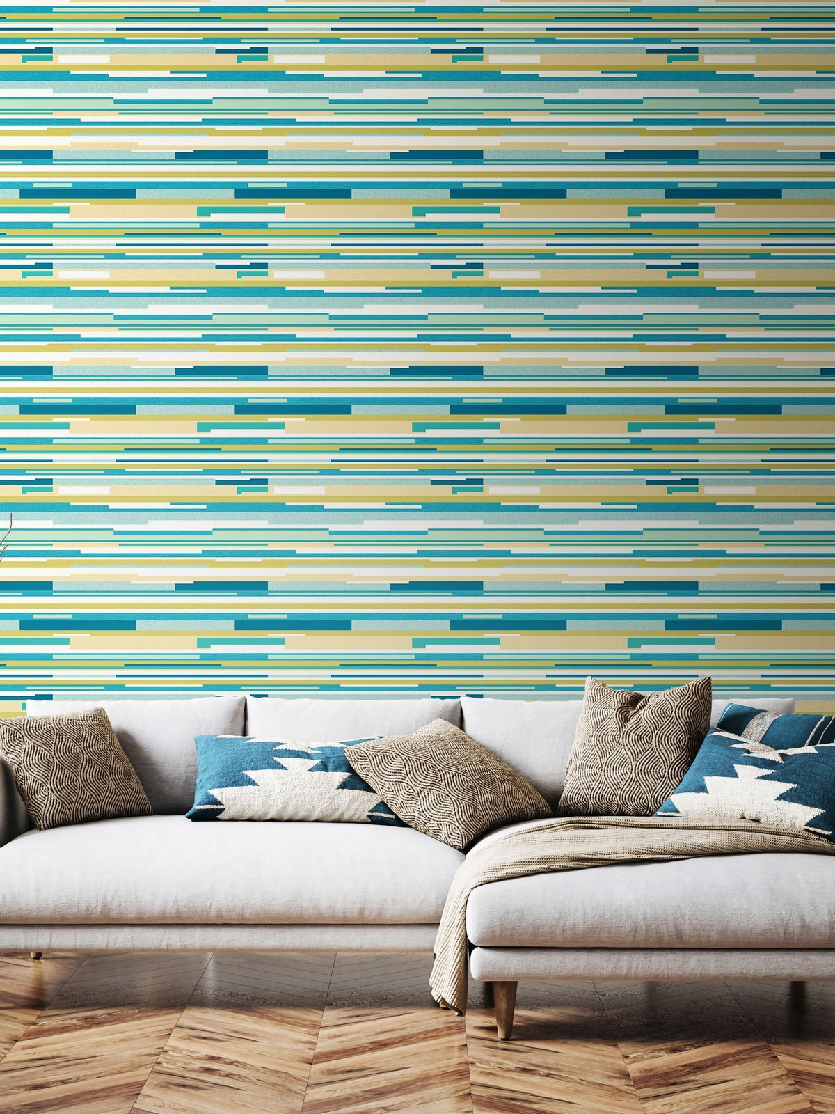 Hoopla Walls teal blue stripe wallpaper 10m, UK version