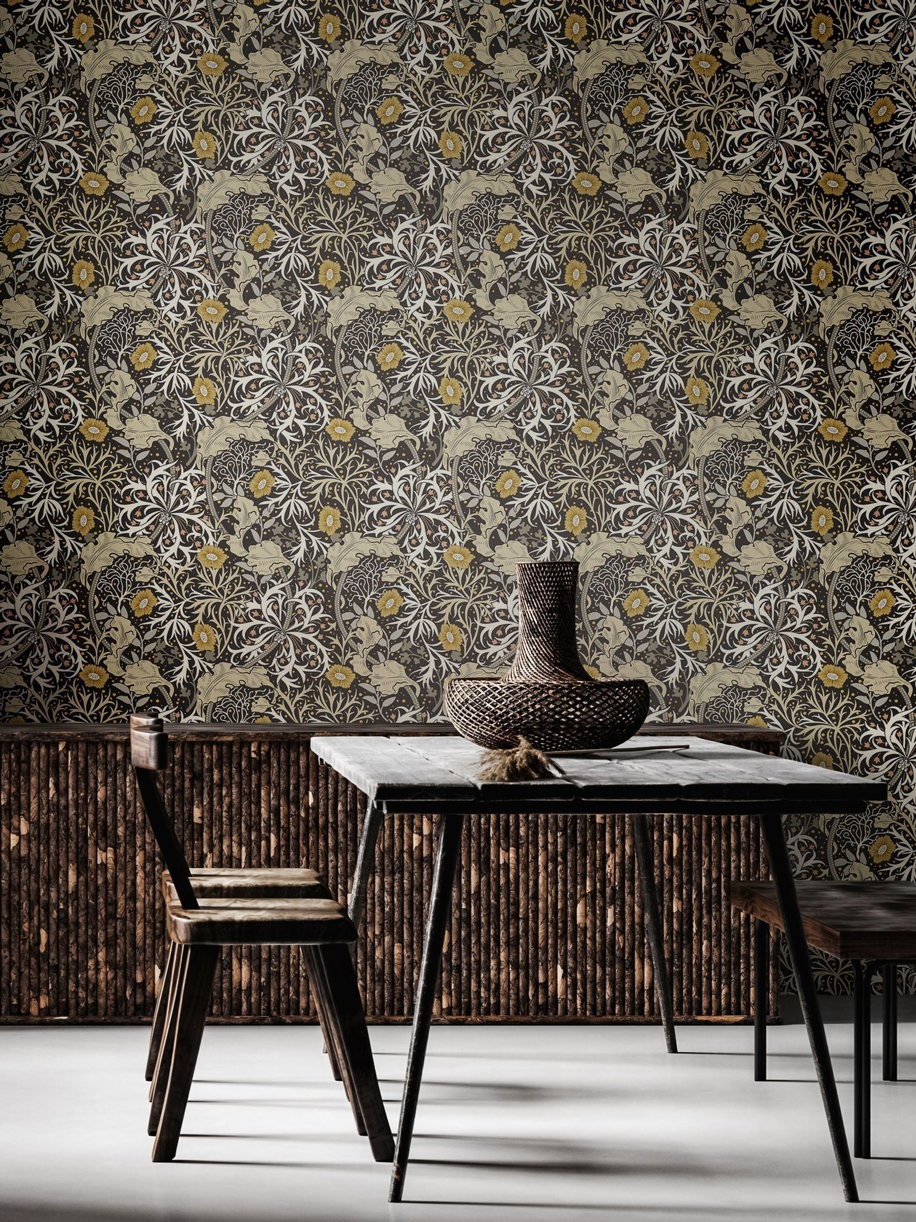 Hoopla Walls Slate Seaweed Garden 10M Wallpaper
