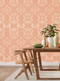 Hoopla Walls orange ogee damask wallpaper 10m - British product