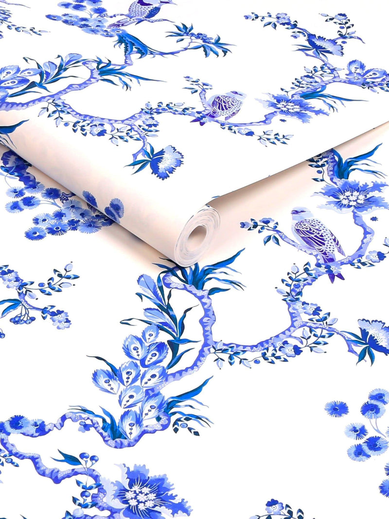 Cath Kidston Navy Birds & Berries wallpaper 10m roll, imported from the UK