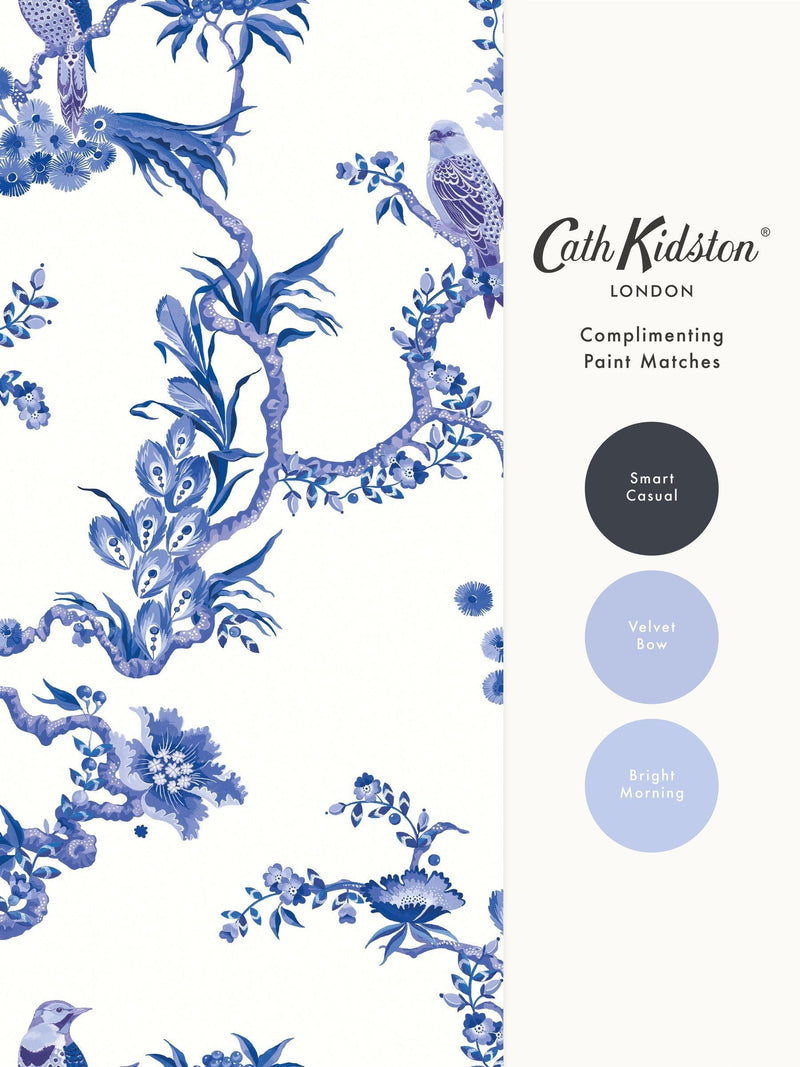 Cath Kidston Navy Birds & Berries wallpaper 10m roll, imported from the UK