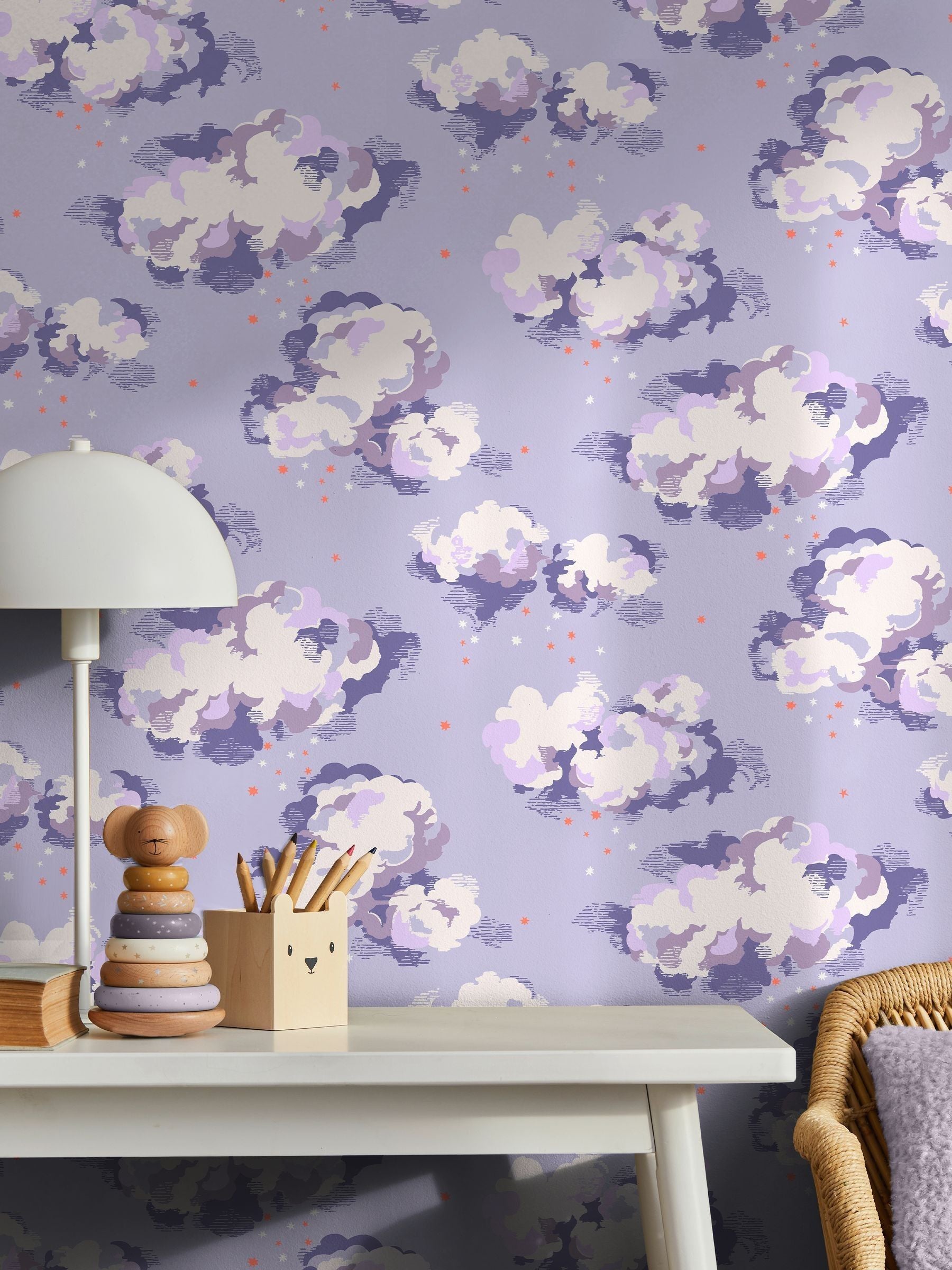 Cath Kidston Violet Silver Linings Wallpaper