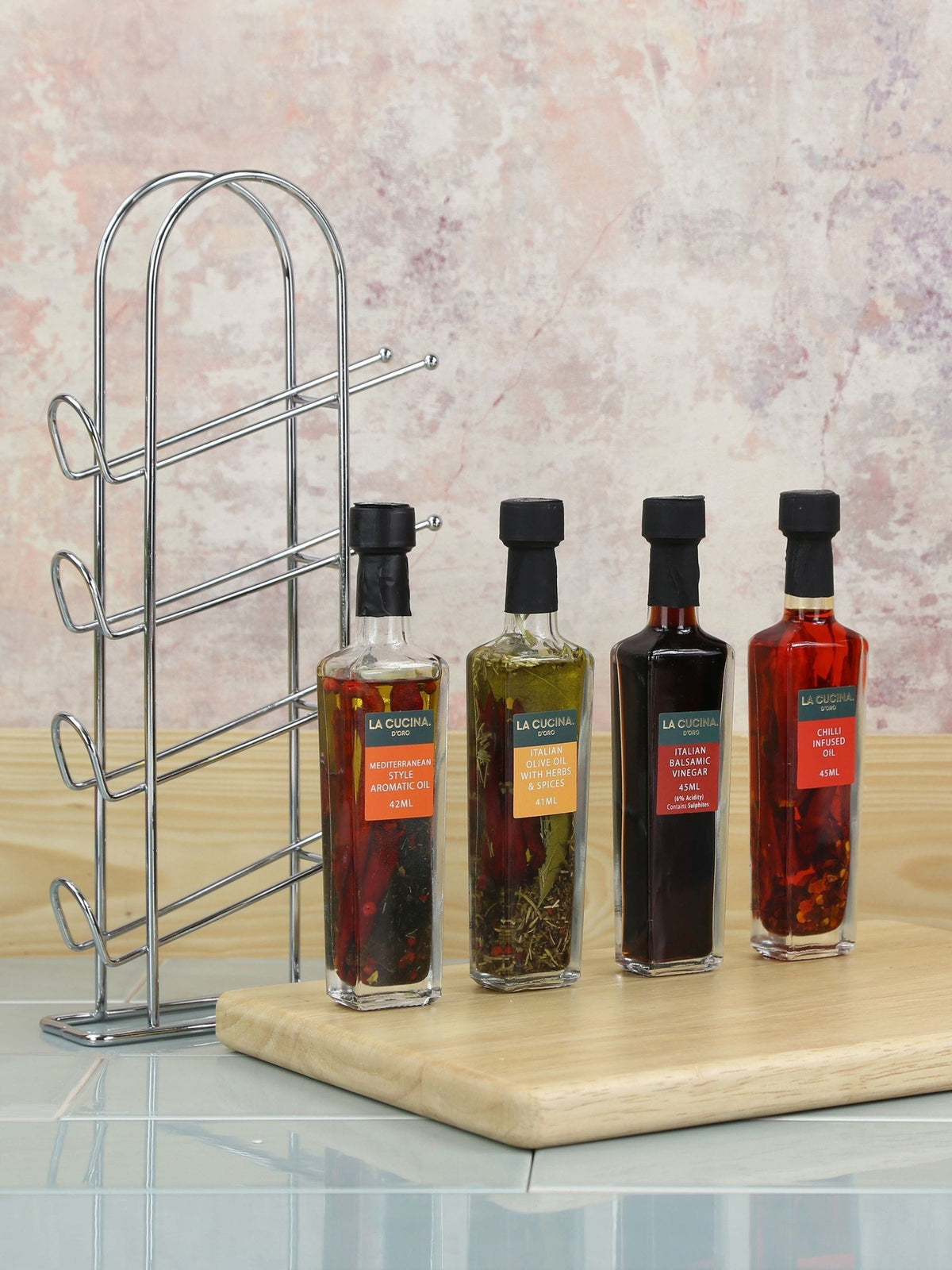 Kimm & Miller Oil and Vinegar in Rack Gift Set