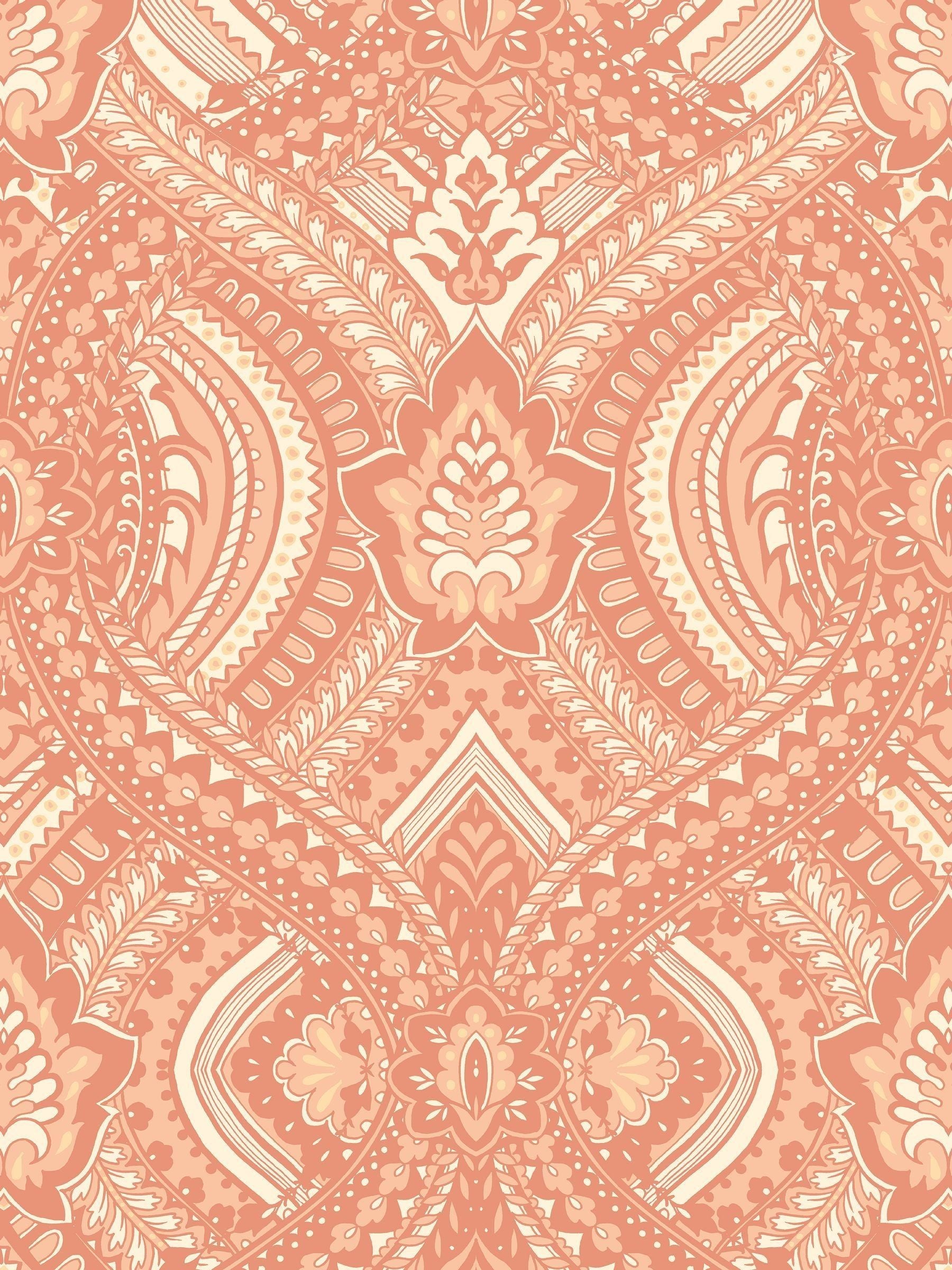 Hoopla Walls Orange Ogee Damask A4 Wallpaper Sample