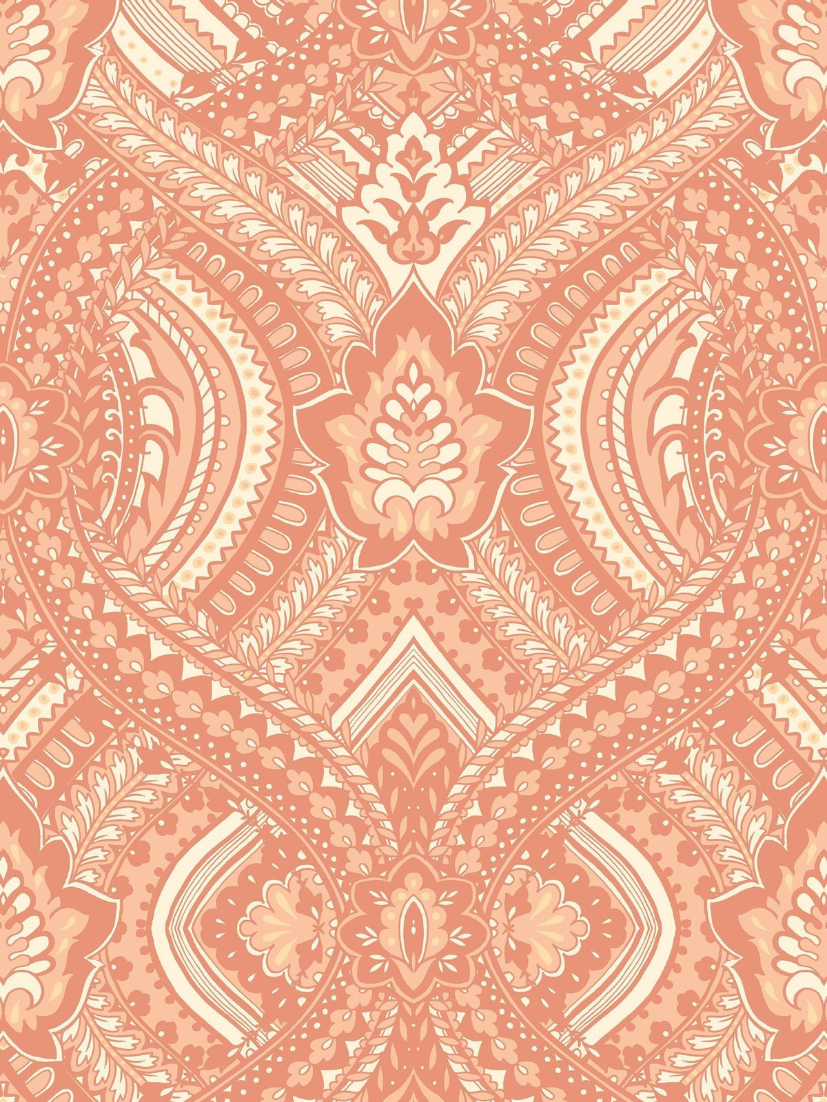Hoopla Walls Orange Ogee Damask A4 Wallpaper Sample
