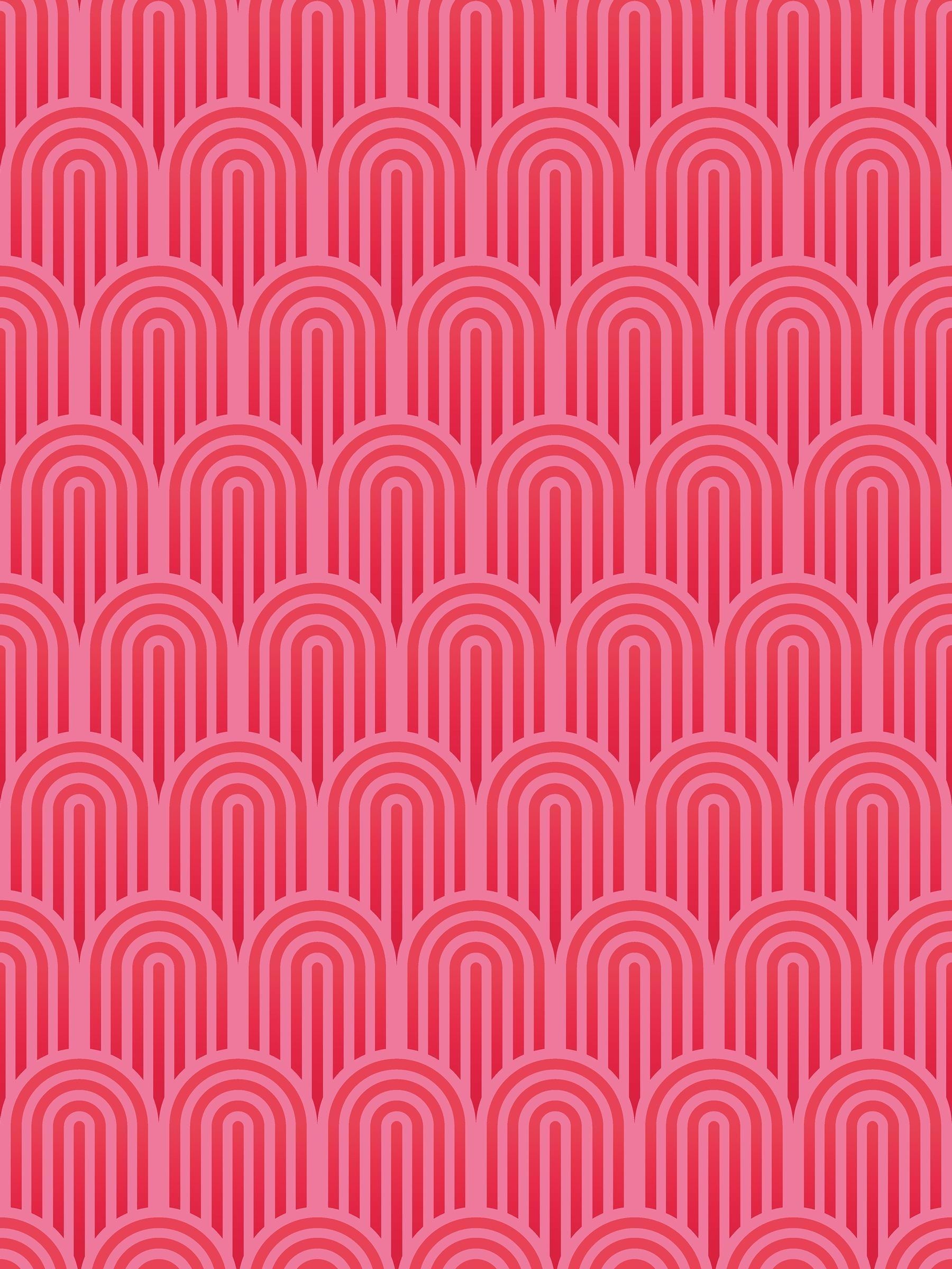 Hoopla Walls wallpaper sample bright pink retro arch A4 - British product